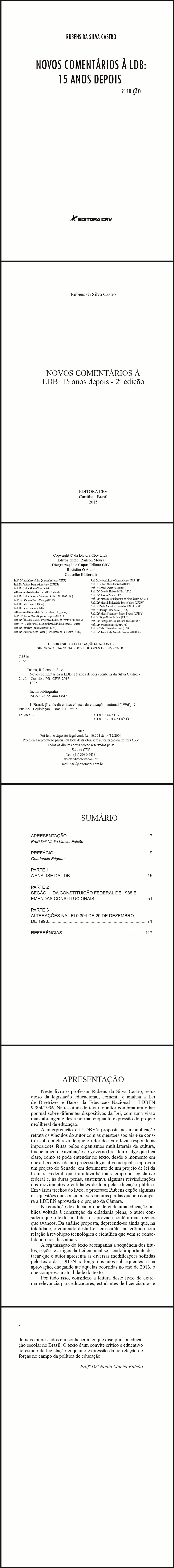 NOVOS COMENTÁRIOS À LDB:<br>15 anos depois - 2ª edição